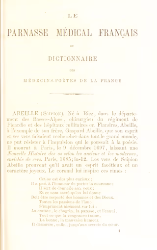 Title page of Le Parnasse médical français, 1874