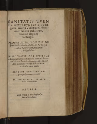 Title page of Sanitatis tuendae methodus, 1561